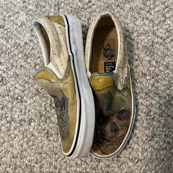 Vans Van Gogh Museum Amsterdam Slip On Shoes Skull Painting Men’s 5.5 Women’s 7 - Picture 2 of 6